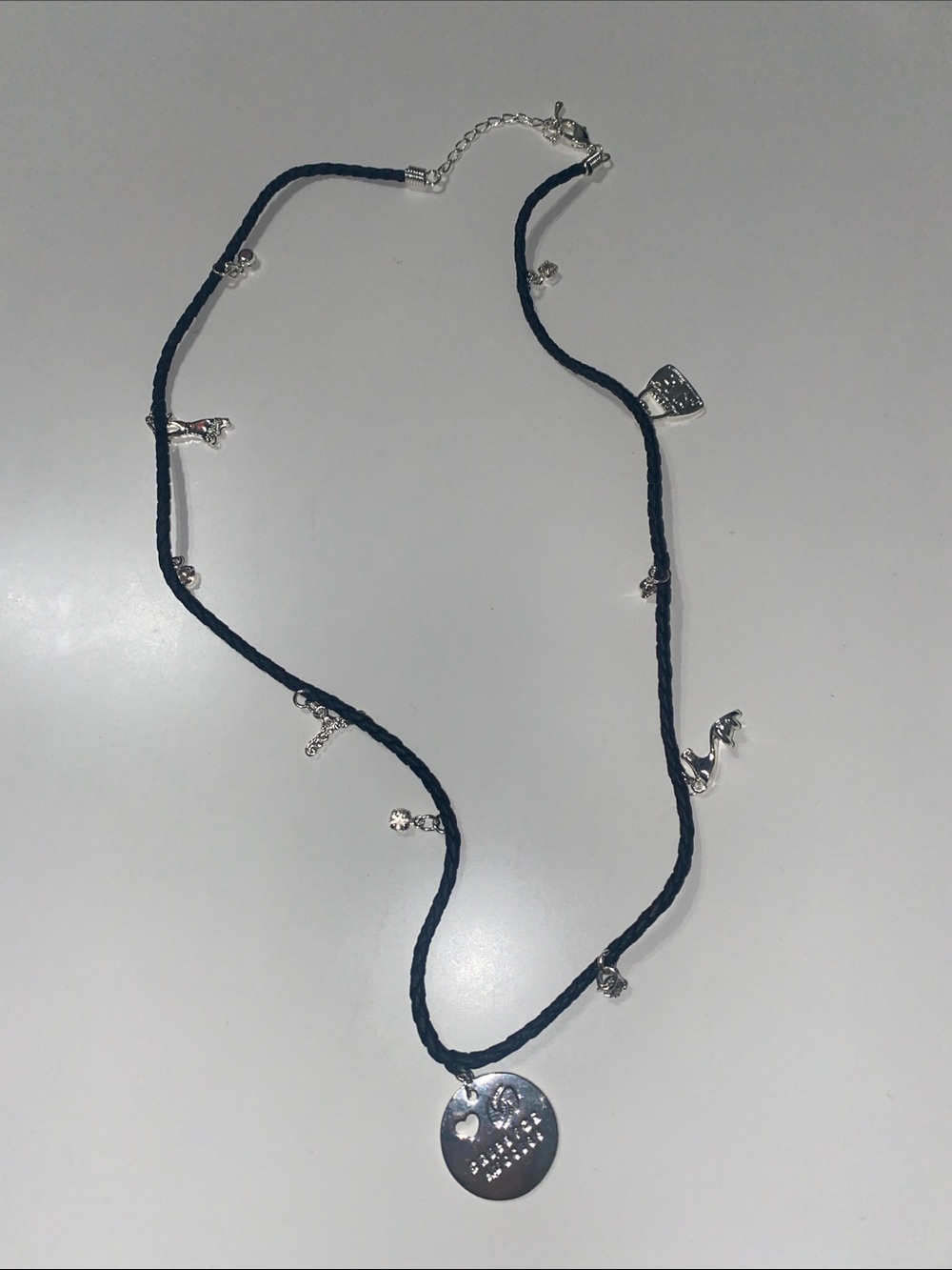 Y2K Silver and Black Pendant Necklace